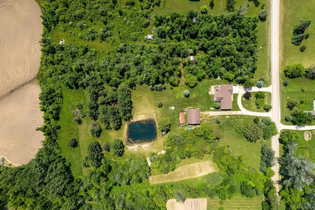 birds eye view of property featuring a rural view