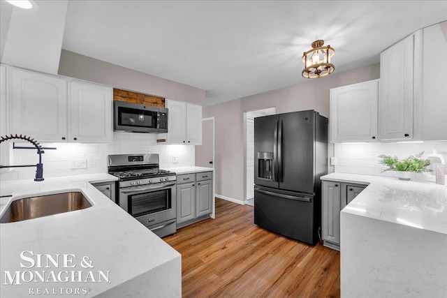 kitchen featuring white cabinets, decorative backsplash, sink, and appliances with stainless steel finishes