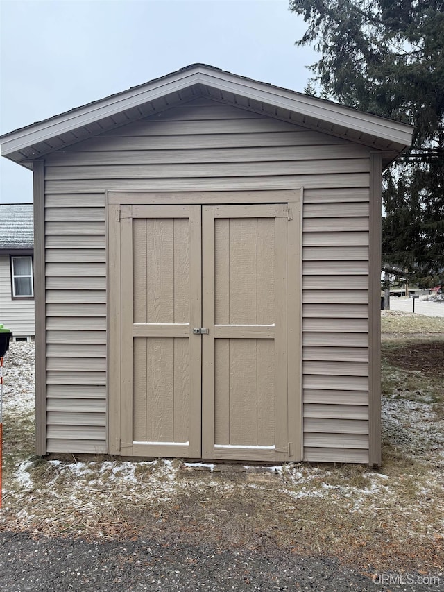 view of snow covered structure