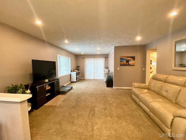 living room featuring carpet flooring