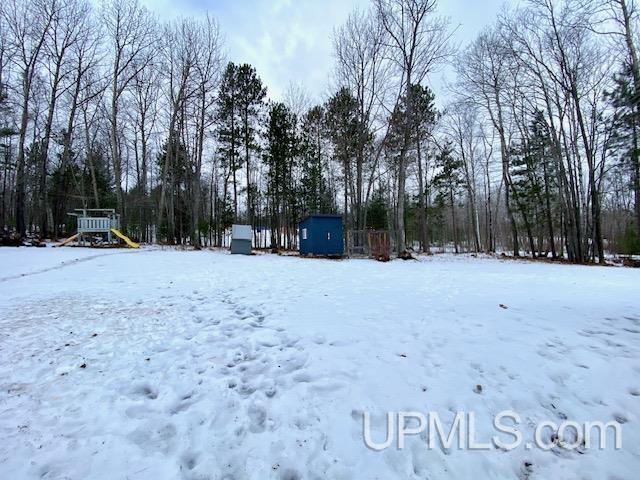 view of yard covered in snow