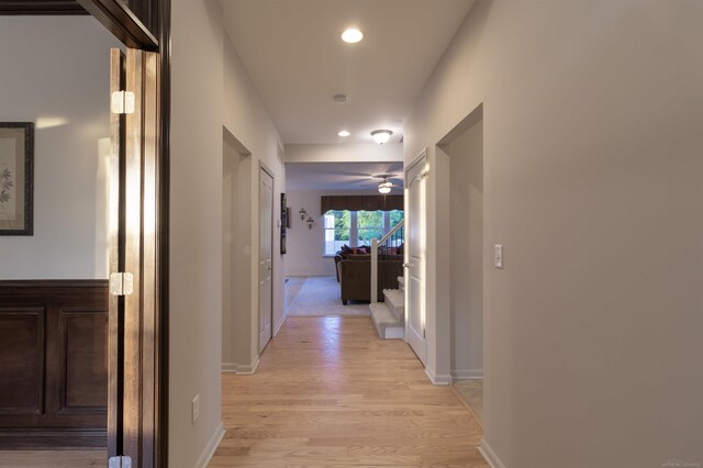 hall featuring light wood-type flooring