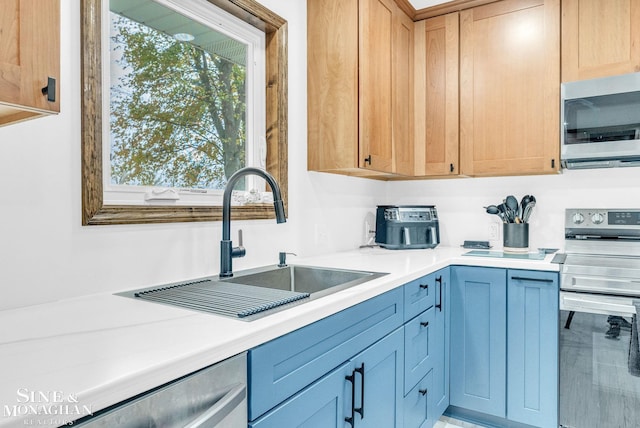 kitchen with appliances with stainless steel finishes, a wealth of natural light, and sink