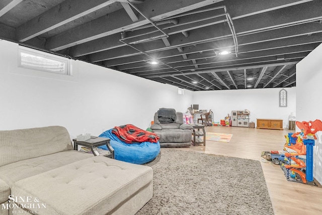 interior space with hardwood / wood-style flooring