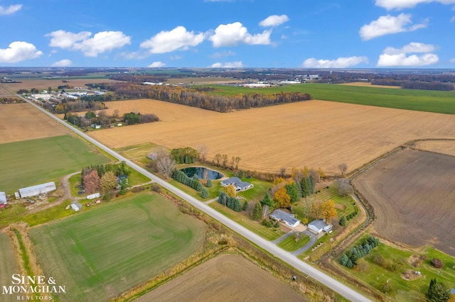 aerial view featuring a rural view