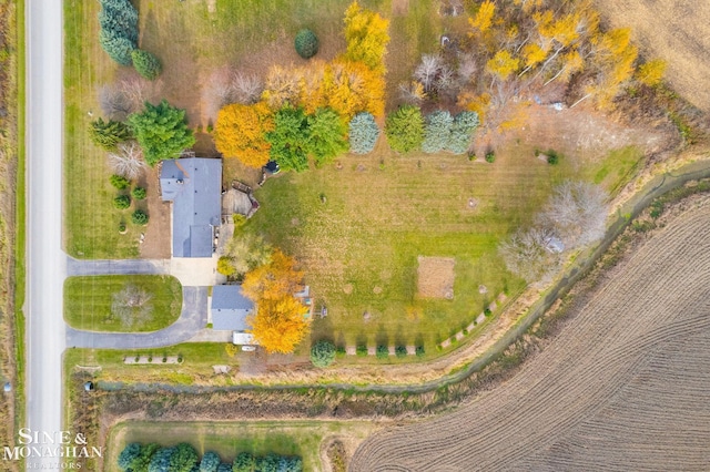 aerial view with a rural view