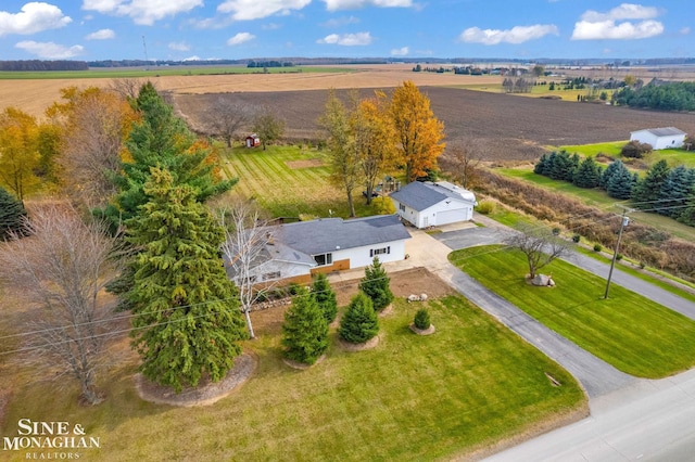 aerial view featuring a rural view