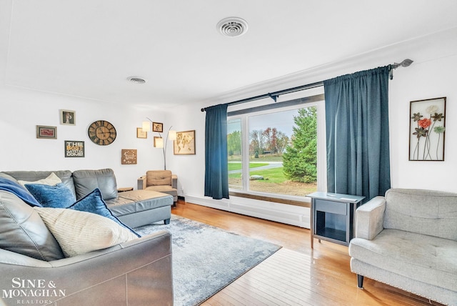 living room with hardwood / wood-style flooring