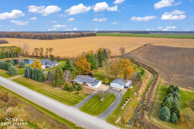 aerial view featuring a rural view