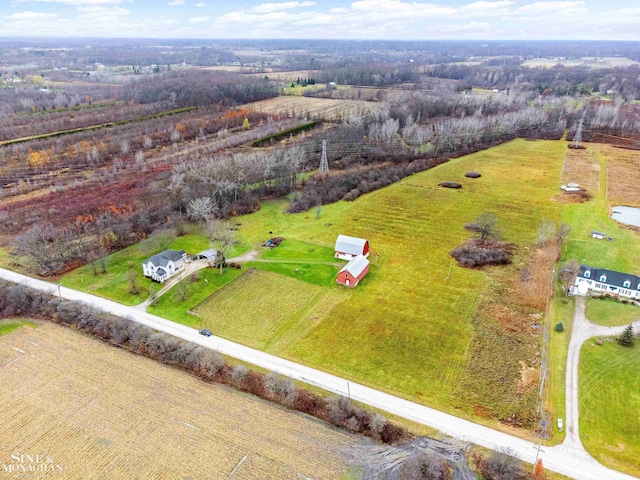 bird's eye view featuring a rural view