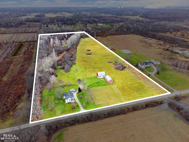 drone / aerial view featuring a rural view