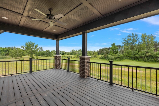 wooden deck with ceiling fan