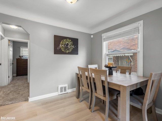 dining area featuring light hardwood / wood-style flooring