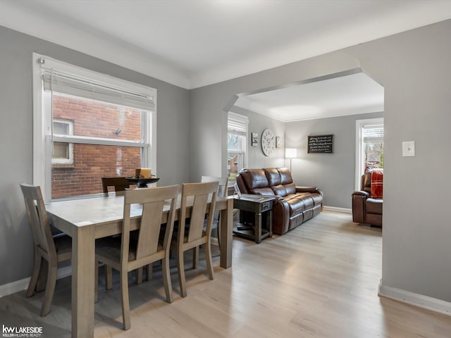 dining area featuring light hardwood / wood-style flooring