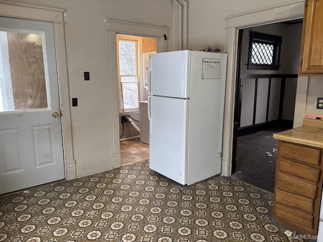 kitchen with white fridge