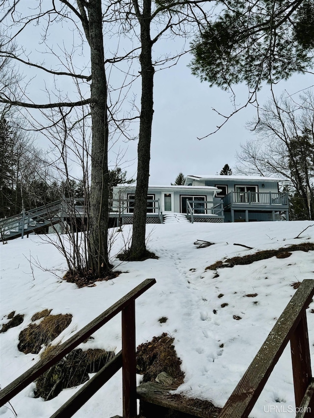 view of yard covered in snow