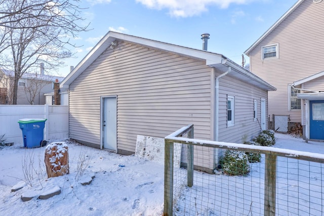 view of snow covered exterior