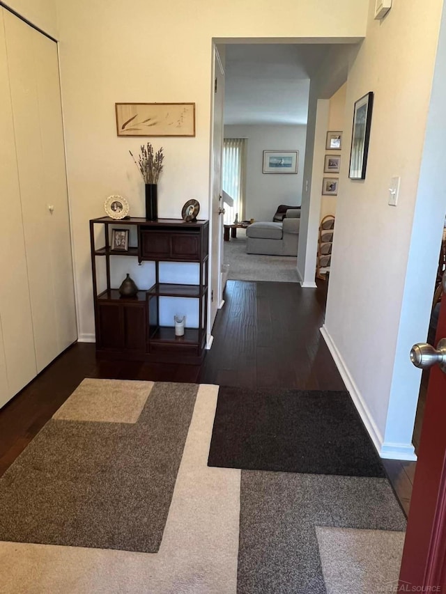 hall featuring dark hardwood / wood-style flooring