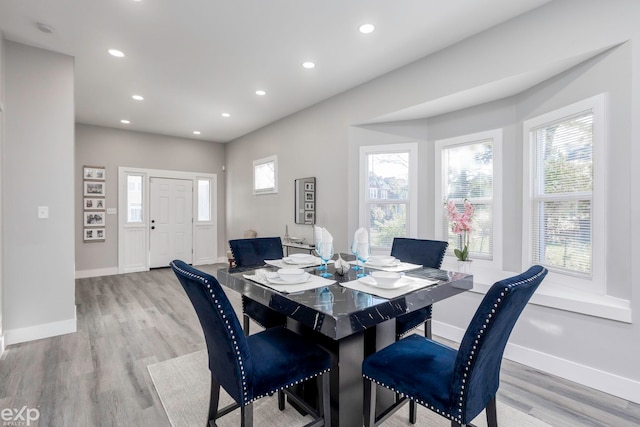 dining area featuring light hardwood / wood-style flooring