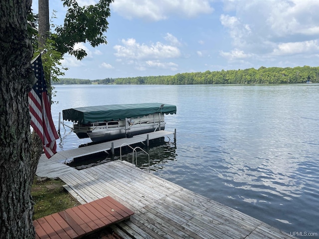 view of dock featuring a water view