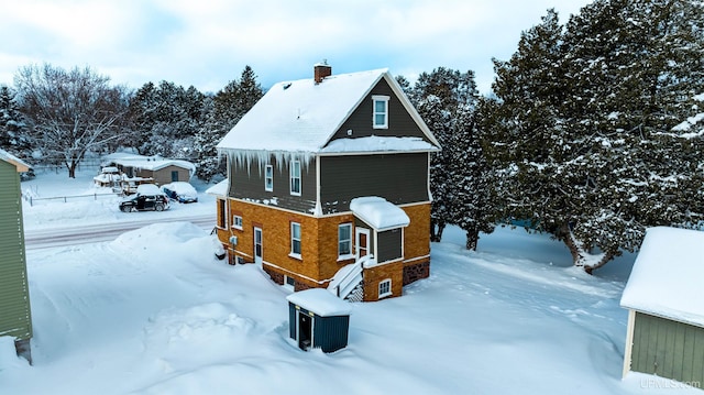 view of snow covered exterior