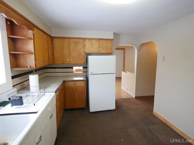 kitchen with white refrigerator