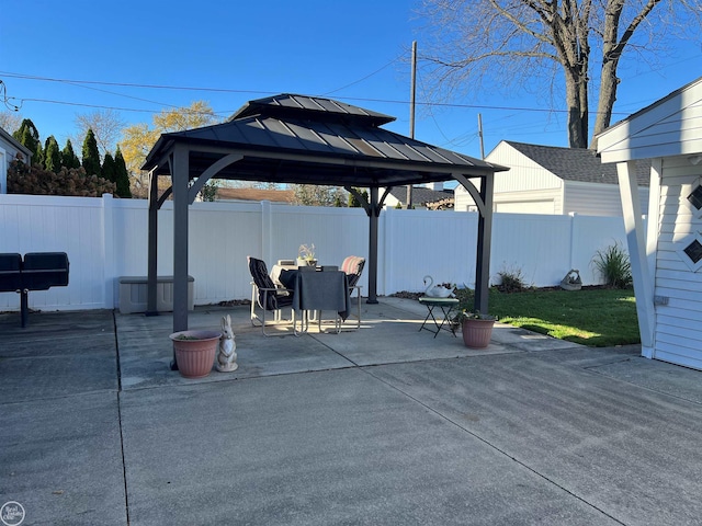 view of patio / terrace featuring a gazebo