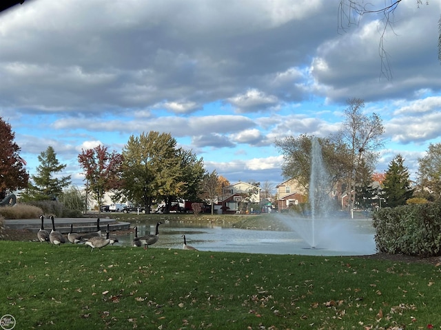 surrounding community featuring a yard and a water view