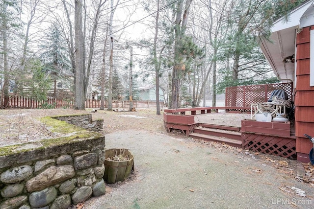 view of yard featuring a deck