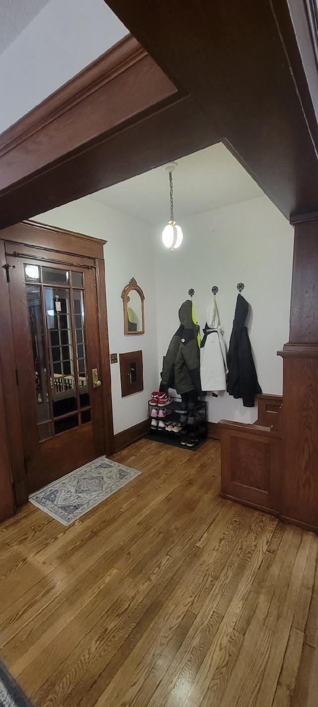 mudroom featuring light hardwood / wood-style flooring