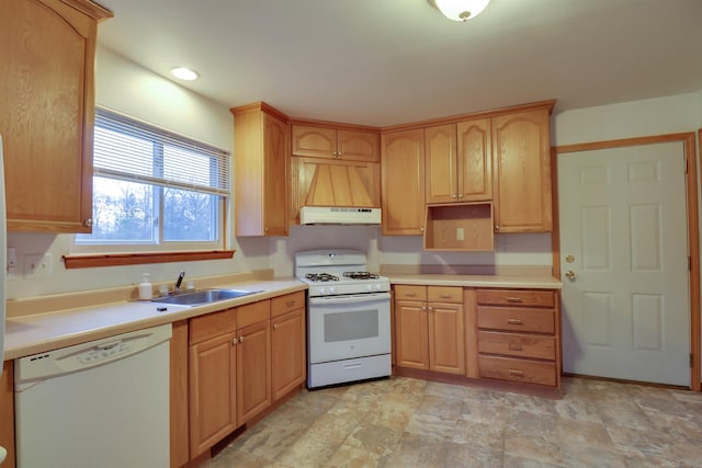 kitchen with white appliances and sink