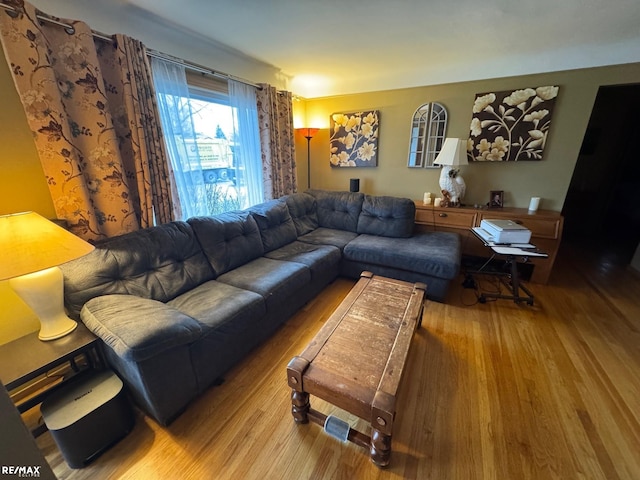 living room featuring wood-type flooring