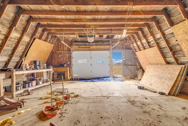 view of unfinished attic