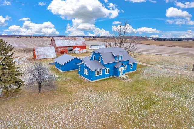 aerial view featuring a rural view