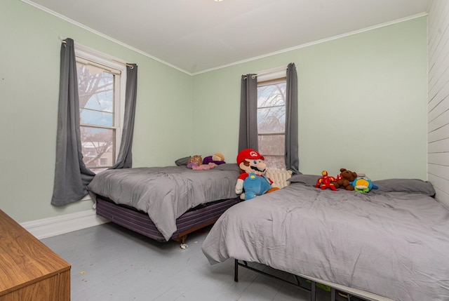 bedroom with ornamental molding