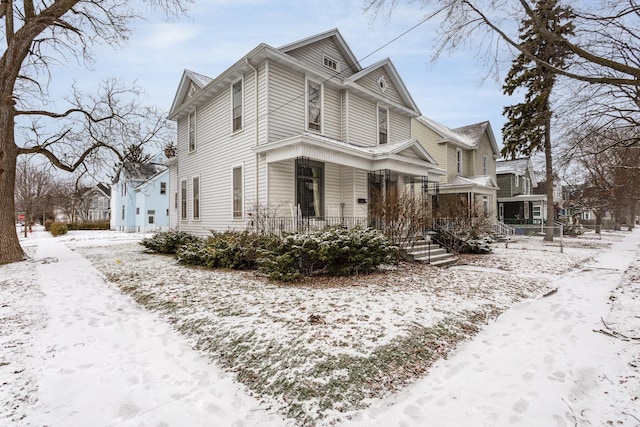 view of front of home featuring covered porch