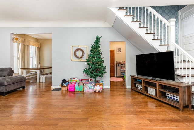 living room with wood-type flooring