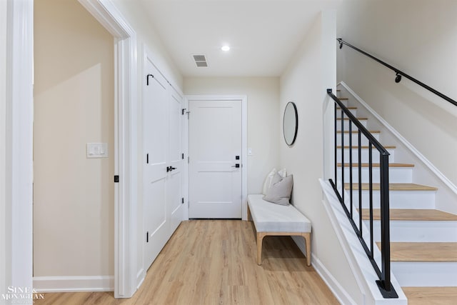 interior space with light hardwood / wood-style floors