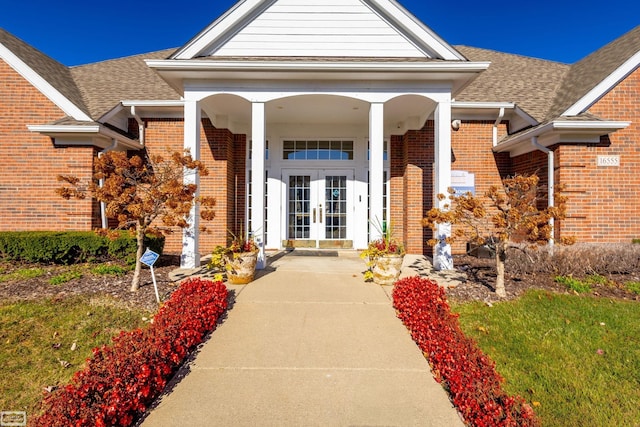 doorway to property with french doors