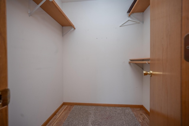 spacious closet with light hardwood / wood-style flooring