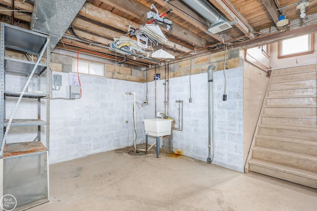 basement featuring sink