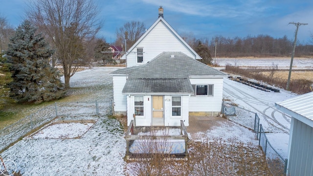 view of snow covered property