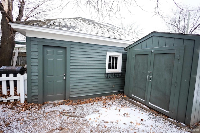 view of snow covered structure