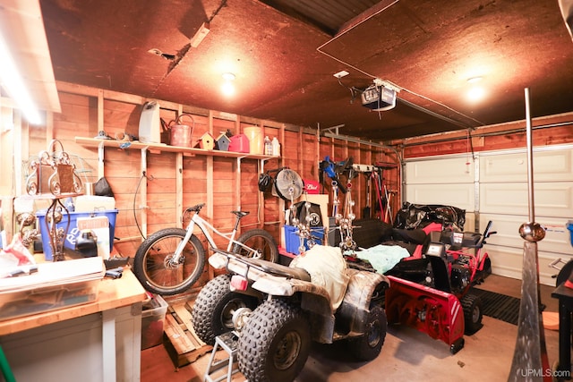 garage with a garage door opener