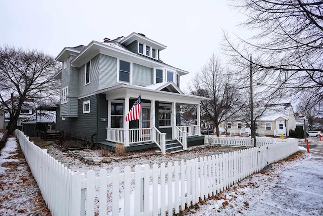 view of front facade featuring covered porch