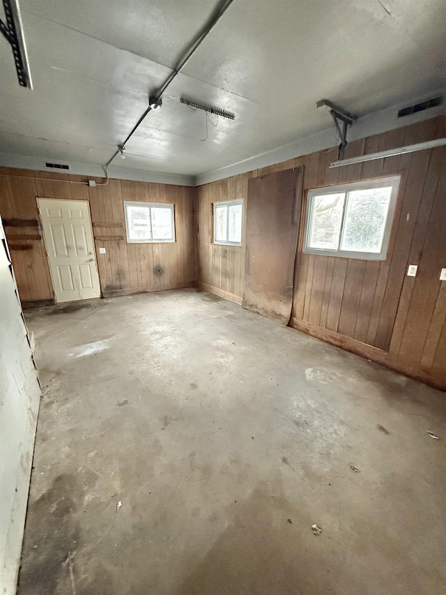 basement with wood walls