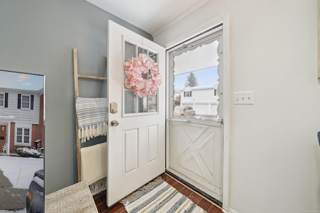 entryway with dark wood-type flooring