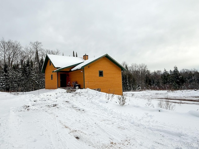 view of snow covered exterior