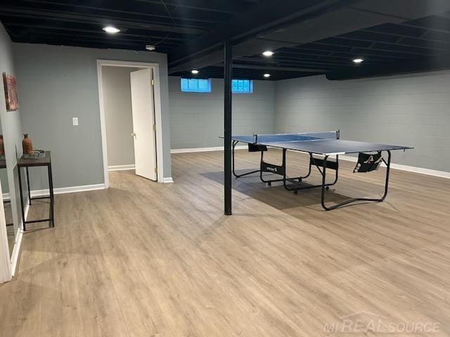 playroom featuring light hardwood / wood-style flooring