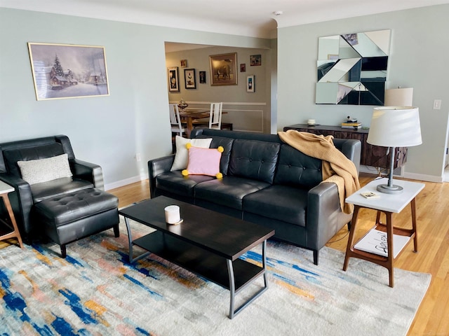 living room with hardwood / wood-style floors